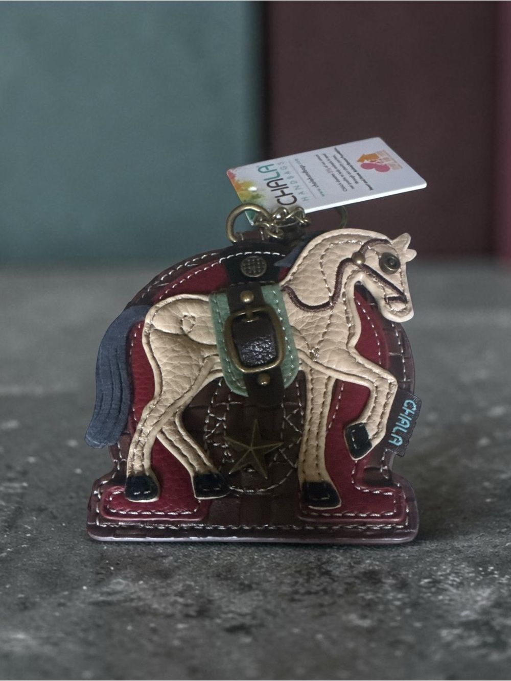 Chala Beige Horse Keychain/Coin Pouch